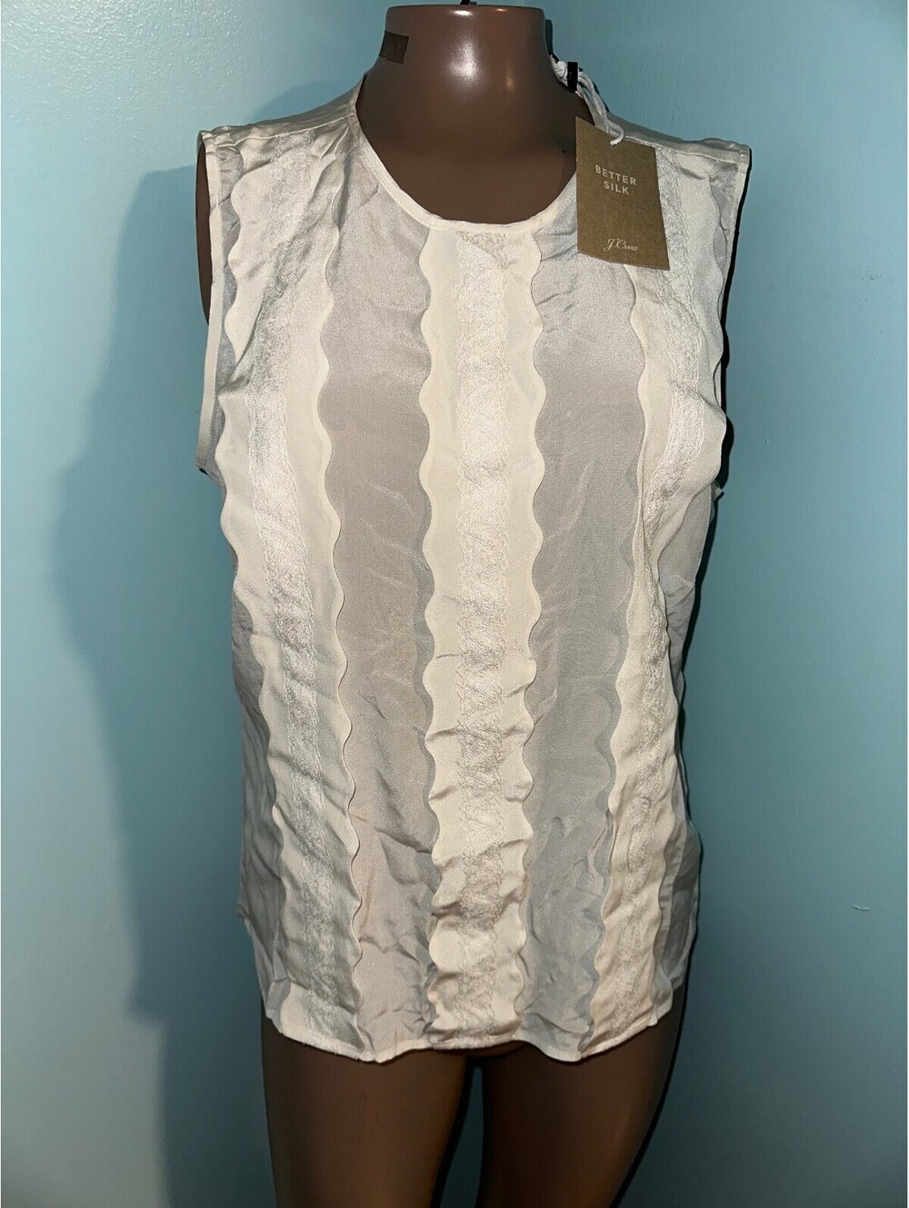 J.Crew Women's Silk Coquette Fairy Ruffle S Blouse Beige NWT